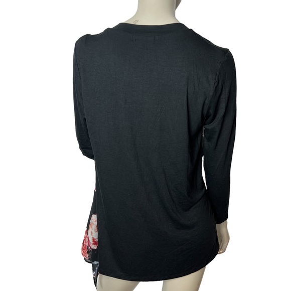 NWOT ALL FOR YOU brand Black Floral Long Sleeve Lightweight Draped Cardigan - Picture 5 of 8